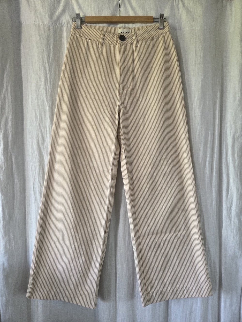 ROLLA'S | Old Mate Cream Pinstripe Cropped Wide-Leg Pants - Picture 2 of 11